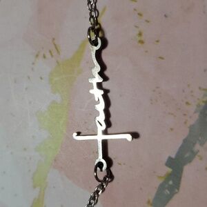 Stainless Steel “Faith” Script Cross Bracelet – Inspirational Faith Jewelry